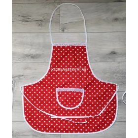 Női kötény - Piros pöttyös - Kerek aljú