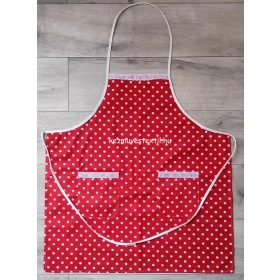 Női kötény - Piros pöttyös - Négyzet alakú