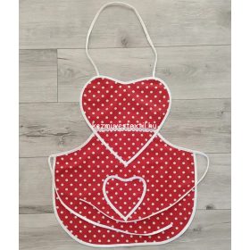 Női kötény - Szív alakú - Piros pöttyös