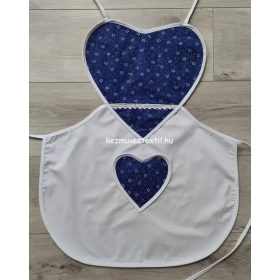 Női kötény - Szív alakú - Kékfestő-fehér