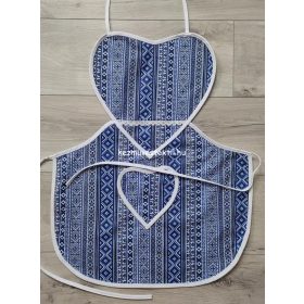 Női kötény - Szív alakú - Beregi Keresztszemes-kék
